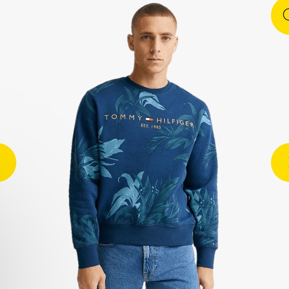 Tommy Hilfiger Palm Floral Crewneck Seeatshirt Size Mediim